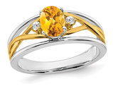 4/5 Carat (ctw) Citrine Ring in 14K White and Yellow Gold